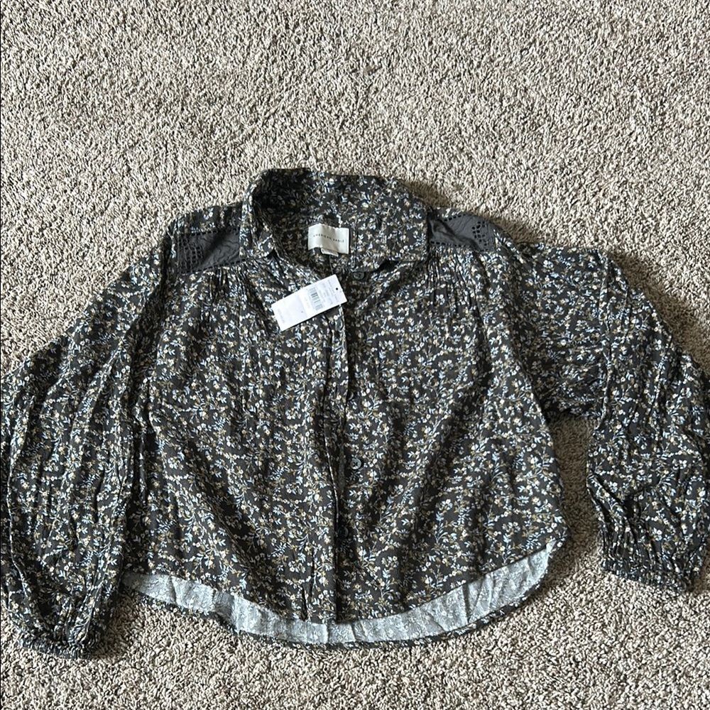 American Eagle XXS Floral Long Sleeve Blouse NWT